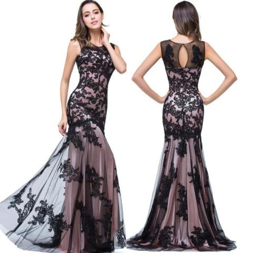 Pink & Black Mermaid Style Gown